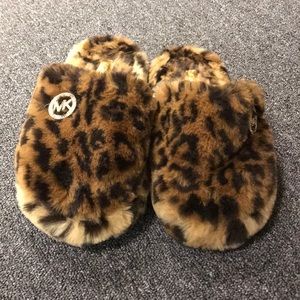 MK cheetah print slippers